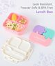 Portable Lunch Box with Spoon Text Print|BPA Free|Leak Resistant|Freezer Safe|3 compartment, 1 Spoon cum Fork|900 ml|Perfect for School Kids & Outdoors|Baby Pink