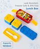 Leak Proof Building Blocks Bento Lunch Box|BPA Free|Leak Resistant|Freezer Safe|Removable Section compartment,2 Dip containers and 1 Spoon cum fork|1050ML|Perfect for School Kids & Outdoors|Blue