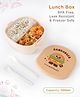 Hamburger Shaped Lunch Box with Spoon & Fork|BPA Free|Leak Resistant|Freezer Safe|3 compartment,1 Spoon and Fork|1000ml|Perfect for School Kids & Outdoors|Tan