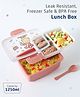 ZOE Leak Proof & Freezer Safe Lunch Box with Bear Print|BPA Free|Leak Resistant|Freezer Safe|Double Layer 3 Compartments, 1 Spoon|1250ML|Perfect for School Kids & Outdoors|Pink