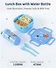ZOE Leak Proof & Freezer Safe Lunch Box with Water Bottle Space Theme Print|BPA Free|Leak Resistant|Freezer Safe|Double Layer 3 compartments, 1 Spoon, 1 Fork & 1 Bottle|1100ML+470ML|Perfect for School Kids & Outdoors|Blue