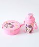 ZOE Freezer & Leak Proof Lunch Box Set with Water Bottle Unicorn Print|BPA Free|Leak Resistant|Freezer Safe|2 Compartments,1 Water Bottle,1 Spoon & 1 Fork|650ML+450ML|Perfect for School Kids & Outdoors|Pink