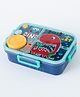 ZOE Portable Lunch Box With Spoon and Fork Dino Print|BPA Free|Leak Resistant|Freezer Safe|2 compartment, 1 Spoon cum Fork, 1 Dip Container|1200ML|Perfect for School Kids & Outdoors|Blue