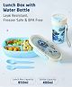 ZOE Freezer & Leak Proof Lunch Box Set with Water Bottle & Space Theme Print|BPA Free|Leak Resistant|Freezer Safe|3 compartments, 1 Spoon, 1 Fork & 1 Bottle|850ml+480ml|Perfect for School Kids & Outdoors|Blue
