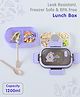 Leak Proof & Freezer Safe Lunch Box Rabbit  Print|BPA Free|Leak Resistant|Freezer Safe|Double Layer 3 compartments, 1 Spoon, 1 Fork & 1 Dip container|1200ml|Perfect for School Kids & Outdoors|Purple