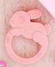 R for Rabbit Tiny Bites Zoobie Teether for Baby of 4 Month+ Cute Rabbit Shape Food Grade BPA-Free Soft Silicone Kids Teething Soothing Chewing Toy (Pink)