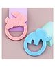 R for Rabbit Tiny Bites Zoobie Teether for Baby of 4 Month+ Cute Elephant & Rabbit Shape Food Grade BPA-Free Soft Silicone Kids Teething Soothing Chewing Toy (Blue-Pink-Pack of 2)