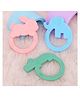 R for Rabbit Tiny Bites Zoobie Teether for Baby of 4 Month+ Cute Crocodile, Elephant & Rabbit Shape Food Grade BPA-Free Soft Silicone Kids Teething Soothing Chewing Toy (Green-Pink-Blue-Pack of 3)