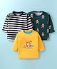Kidi Wav Cotton Pack Of 3 Full Sleeves Striped & Animals Printed Tees - Multi Colour