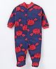 Kidi Wav Cotton Knit Full Sleeves Crab Printed Sleepsuit - Red