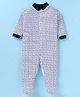Kidi Wav Cotton Knit Full Sleeves Polka Dots Printed Sleepsuit - Black