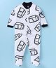 Kidi Wav Cotton Knit Full Sleeves Baby Feeder Printed Sleepsuit - Black