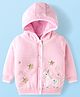 Babyhug Cotton Knit Full Sleeves Hooded Sweater with Unicorn Patch Detailing - Pink