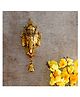 eCraftIndia Golden Metal Lord Ganesha Face Wall Hanging Diya With Bell