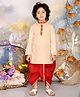 MUD KID Full Sleeves Ethnic Embroidered Kurta With Dhoti Set - Beige