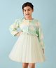 Stylo Bug Full Sleeves Tie & Dye Sequin Embellished Flared Dress - Green