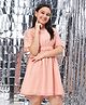 Stylo Bug Half Bell Sleeves Solid Dress - Peach