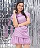 Stylo Bug Half Sleeves Solid Boat Neck A Line Party Dress - Lavender
