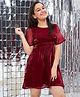 Stylo Bug Half Sleeves Shimmered Dress - Maroon