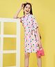 Stylo Bug Half Sleeves Polka Dots Printed Dress With Belt - Multi Colour