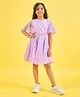 Stylo Bug Half Bell Sleeves Abstract Embroidered Dress - Purple