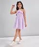 Stylo Bug Sleeveless Floral Embroidered Dress - Purple