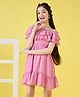Stylo Bug Cold Shoulder Sleeves Frill Detailed Dress - Pink