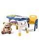 Kids Table And Chair with Under Desk Storage - White & Blue