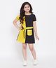 Stylo Bug One Cold Shoulder Half Sleeves Cut & Sew Floral Printed Dress With Belt - Yellow
