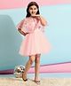 Stylo Bug Solid Dress With Half Sleeves Floral Shaped Sequins Embellished Cape - Pink