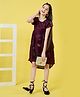 Stylo Bug Half Bell Sleeves Solid High Low Dress - Maroon