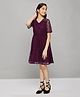 Stylo Bug Half Sleeves Self Design Dress - Maroon