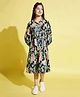 Stylo Bug Rayon Three Fourth Sleeves Floral Printed Shirt Dress - Black