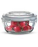 Bergner Borosilicate Glass Side Lock Storage Round Container with Lid - 400ml, Clear (White Gasket)