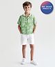 Primo Gino 100% Rayon Woven Half Sleeves Tropical Printed Oversized Shirt - Green