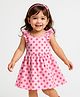 Doodle Poodle 100% Cotton Knit Sleeveless Frock With Polka Dot Print - Pink
