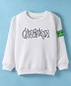 Doreme Fleece Knit Full Sleeves Text Printed Sweatshirt - White