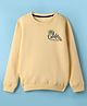 Doreme Fleece Knitted Full Sleeves Sweatshirt With  Text Print - Golden