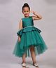 Toy Balloon Kids Net Sleeveless Beads Embellished High Low Dress - Green