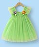 Mark & Mia Frill Sleeves Party Frock with Floral Applique - Light Green