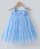 Kookie Kids Frill Sleeves Party Dress with Star Sequin Detailing - Light Blue