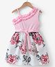 Kookie Kids Sleeveless Frock with Floral Print & Bow Applique - Pink