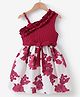 Kookie Kids Sleeveless Frock with Floral Print & Bow Applique - Maroon