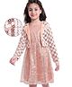 Hola Bonita Knit Full Sleeves Sequined  Jacket & Knee Length  A Line Party Dress  - Peach