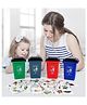 Sanjary Smart Waste Management Reusable Recycling Sort 4 Bin Boxes Together with Sorting Cards Dusbin for Educational Toy color design may vary