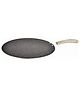Bergner Bellini Plus Aura Black Non Stick Flat Tawa 28 cm, Sturdy Rivertless Construction with Soft touch Wooden Finish Handle, Induction Bottom