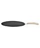 Bergner Bellini Plus Aura Black Non Stick Flat Tawa 32 cm, Sturdy Rivertless Construction with Soft touch Wooden Finish Handle, Induction Bottom