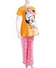 Bella Mama Disney Cotton Knit Half Sleeve Nursing Night Suit with Minnie Mouse Graphics - Yellow