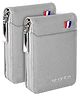 Storite 2 Pack PU Leather 9 Slot Vertical Credit Debit Card Holder Money Wallet Zipper Coin Purse - Silvergrey (11.5 x 2 x 8Cm)