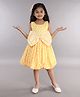 PinkChick Cotton Sleeveless Striped Bow Applique Detailed & Polka Dots Printed Dress - Yellow